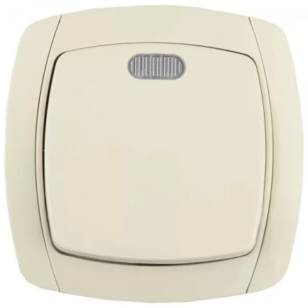 Выключатель СВЕТОЗАР "CITY LIGHT" одноклавишный в сборе, с подсветкой, бежевый, 10А/~250В SV-54231-B купить в Когалыме