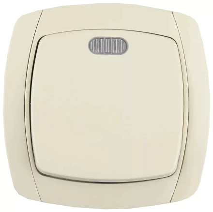 Выключатель СВЕТОЗАР "CITY LIGHT" одноклавишный в сборе, с подсветкой, бежевый, 10А/~250В SV-54231-B купить в Когалыме