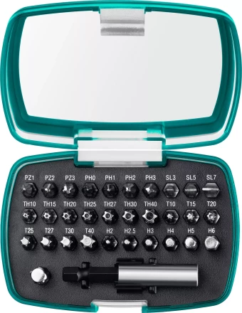 Набор бит и адаптеров KRAFTOOL C-Drive многофункциональный, Cr-Mo сталь, в ударопрочном компактном боксе. Цветная маркировка типов шлицов 26067-H32 купить в Когалыме