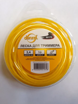 Леска для триммера квадратная витая 2.4мм х 10м  Denzel Россия 96175 купить в Когалыме
