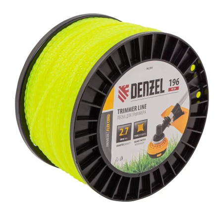 Леска для триммера витой квадрат, 2,7мм х 196м, на DIN катушке FLEX CORD// Denzel 96299 купить в Когалыме