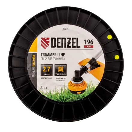 Леска для триммера витой квадрат, 2,7мм х 196м, на DIN катушке FLEX CORD// Denzel 96299 купить в Когалыме