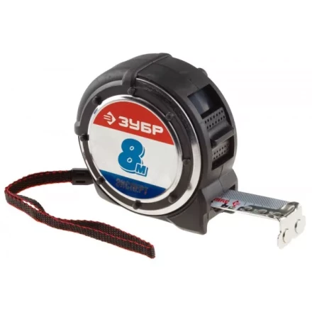 Рулетка ЗУБР "ЭКСПЕРТ" "АНТЕЙ", металлический обрезиненный корпус, полотно с нейлоновым напылением, 8мх25мм 34053-08-25 купить в Когалыме