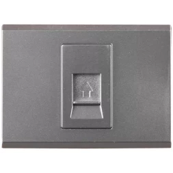 Розетка СВЕТОЗАР "ЭФФЕКТ" телефонная, одинарная, без вставки и рамки, цвет светло-серый металлик SV-54417-SM