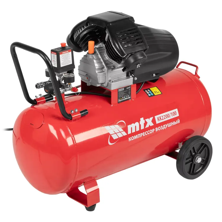 Компрессор воздушный MTX КК-2200/100, 2,2 кВт, 350 л/мин, 100 л, прямой привод, масляный купить в Когалыме