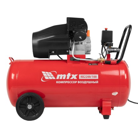 Компрессор воздушный MTX КК-2200/100, 2,2 кВт, 350 л/мин, 100 л, прямой привод, масляный купить в Когалыме