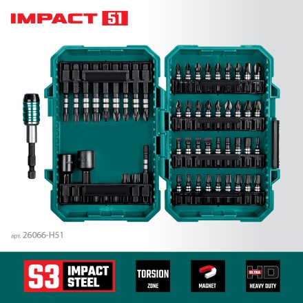 Набор ударных торсионных бит KRAFTOOL Impact, Cr-Mo-V-Nb сталь 26066-H51 купить в Когалыме
