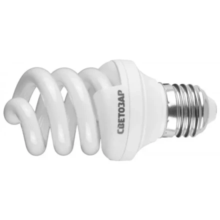 Энергосберегающая лампа СВЕТОЗАР "ЭКОНОМ" спираль,цоколь E27(стандарт),Т3,яркий белый свет(4000 К), 8000час,9Вт(45) 44354-09_z01 купить в Когалыме