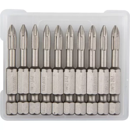 Биты "ЕХPERT" торсионные кованые, обточенные, KRAFTOOL 26121-1-50-10, Cr-Mo сталь, тип хвостовика E 1/4", PH1, 50мм, 10шт 26121-1-50-10 купить в Когалыме