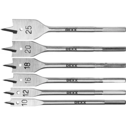 Набор сверл по дереву перовых, 6шт(10-25мм), шестигранный хвостовик, DEXX 2945-H6 2945-H6 купить в Когалыме