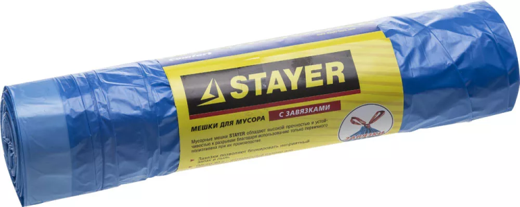 Мешки для мусора STAYER "Comfort" завязками, голубые, 30л, 20шт 39155-30 купить в Когалыме