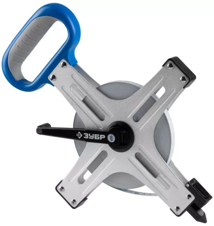 Мерная лента ЗУБР "ЭКСПЕРТ"геодез, стальное полотно с нейлон покрыт, метал корпус, двухкомп рукоятка, супер-длинная,100м 34167-100_z01 купить в Когалыме