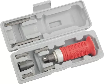 Отвертка ударно-поворотная 1/2", набор бит, 6 шт., обрезиненная ручка, в пласт. боксе  MATRIX 11579 купить в Когалыме