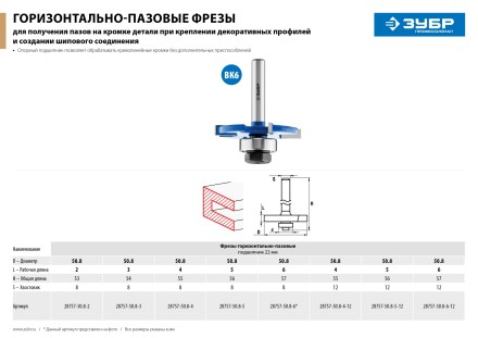 ЗУБР 50.8 x 3 мм, хвостовик 8 мм, фреза горизонтально-пазовая, Профессионал (28757-50.8-3) купить в Когалыме