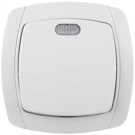 Выключатель СВЕТОЗАР "CITY LIGHT" одноклавишный в сборе, с подсветкой, белый, 10А/~250В SV-54231-W купить в Когалыме