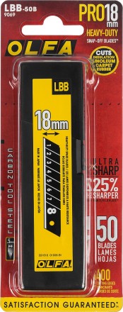 Лезвие OLFA BLACK MAX сегментированное, 8 сегментов, 18х100х0,5мм, 50шт OL-LBB-50B купить в Когалыме