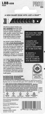Лезвие OLFA BLACK MAX сегментированное, 8 сегментов, 18х100х0,5мм, 50шт OL-LBB-50B купить в Когалыме