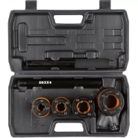Набор DEXX: Клуппы трубные, с трещоткой 620мм, №4: 1/2", 3/4", 1", 1 1/4" 28280-H4