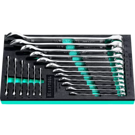 Наборы ключей комбинированных KRAFTOOL, Cr-V, DIN 3110, в EVA-ложементе 27079-H18E купить в Когалыме