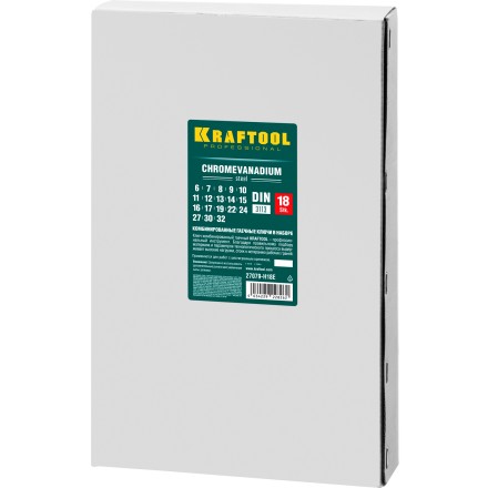 Наборы ключей комбинированных KRAFTOOL, Cr-V, DIN 3110, в EVA-ложементе 27079-H18E купить в Когалыме