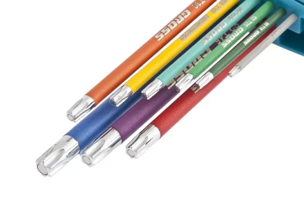 Набор ключей имбусовых TORX-TT T10-T50 магнит S2 экстра-длинные хром/краска 9 шт Gross 16402 купить в Когалыме