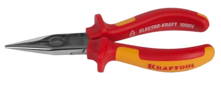 Тонкогубцы "ELECTRO-KRAFT", Cr-Mo сталь, двухкомпонентная маслобензостойкая рукоятка, хромированное покрытие, 160мм. KRAFTOOL 2202-3-16 2202-3-16_z01 купить в Когалыме