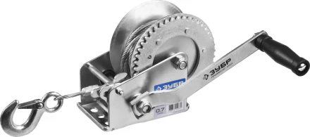 Лебедка ручная барабанная ЗУБР "ПРОФЕССИОНАЛ", тяговая, тросовая, 0,7т, 8м 43113-0.7_z01 купить в Когалыме