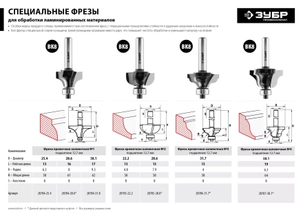 Фрезы кромочные калевочыея №2 для ламината серия ПРОФЕССИОНАЛ купить в Когалыме