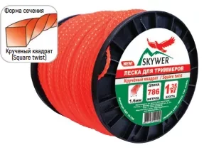 Леска для триммера SQUARE TWIST (квадрат крученый) катушка 4,0ММХ120М купить в Когалыме
