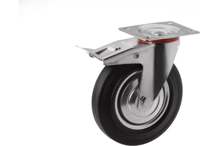 Аппаратное поворотное колесо с тормозом HITCH 75*22 резина черная SCb93 (SZ084865) купить в Когалыме