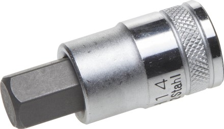 Торцовая бита-головка KRAFTOOL &quot;INDUSTRIE QUALITAT&quot;, материал S2, HEX, сатинированная, 1/2&quot;, H14 27908-14_z01 купить в Когалыме