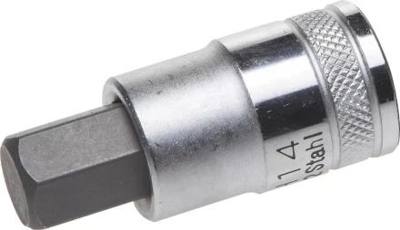 Торцовая бита-головка KRAFTOOL "INDUSTRIE QUALITAT", материал S2, HEX, сатинированная, 1/2", H14 27908-14_z01 купить в Когалыме