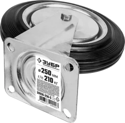 ЗУБР d 250 мм, г/п 210 кг, игольчатый подшипник, резина/металл, поворотное колесо, Профессионал (30936-250-S)