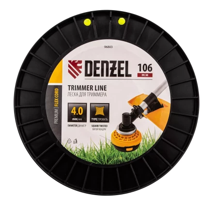 Леска для триммера витой квадрат, 4,0мм х 106м, на DIN катушке FLEX CORD// Denzel 96803 купить в Когалыме