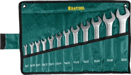 Набор рожковых гаечных ключей 12 шт, 6 - 32 мм, KRAFTOOL 27033-H12 купить в Когалыме