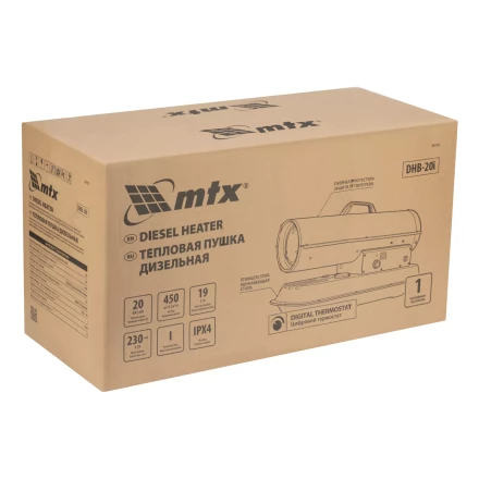 Дизельная тепловая пушка MTX DHB-20i 98905, 20 кВт, 450 м3/ч, прямой нагрев, термостат купить в Когалыме