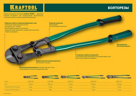 KRAFTOOL EXPERT. Болторезы KAYMAN, губки Cr-Mo с насечкой. 23280-090 купить в Когалыме