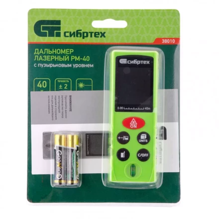 Лазерный дальномер Сибртех PM-40 с пузырьковым уровнем 38010 купить в Когалыме