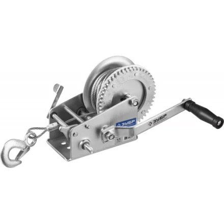 Лебедка ручная барабанная ЗУБР "ПРОФЕССИОНАЛ", тяговая, тросовая, 1,1т, 8м 43113-1.1_z01 купить в Когалыме