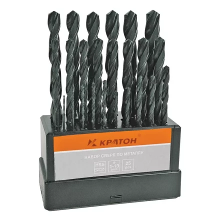 Набор сверл по мет 1,0-13,0 мм 25 шт Кратон 1 05 01 008 купить в Когалыме