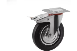 Аппаратное поворотное колесо с тормозом HITCH 100*30 резина черная SCb42 (SZ084866)