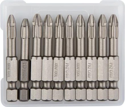 Биты "ЕХPERT" торсионные кованые, обточенные, KRAFTOOL 26121-2-50-10, Cr-Mo сталь, тип хвостовика E 1/4", PH2, 50мм, 10шт 26121-2-50-10 купить в Когалыме