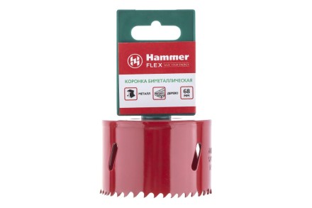 Коронка биметаллическая HAMMER Ф68х38мм 5/8&quot; BiMETALL (224-013) купить в Когалыме