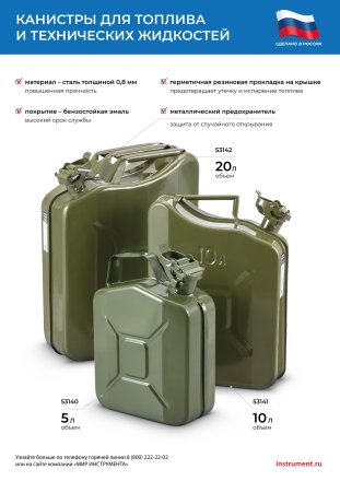 Канистра для топлива, металлическая, толщина стенок 0,8мм, 10 литров Россия 53141 купить в Когалыме