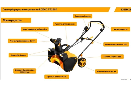 Снегоуборщик электрический ST2700R DEKO купить в Когалыме