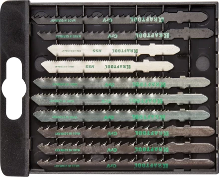 Набор KRAFTOOL Полотна для эл/лобзика, по дереву, ДСП, фанере, мягкому листовому металлу, EU-хвост., 10шт 159590-H10 купить в Когалыме