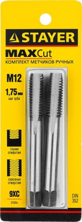 Комплект метчиков STAYER &quot;MASTER&quot;, сталь 9ХС, М12х1,75, 2 шт 28025-12-1.75-H2 купить в Когалыме