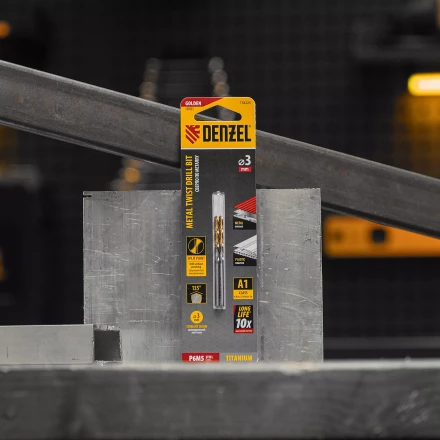 Сверло спиральное по металлу 3 x 60 мм, Р6М5, Golden Tip , 2шт. Denzel 718225 купить в Когалыме