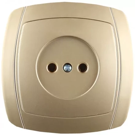 Розетка СВЕТОЗАР "АКЦЕНТ" одинарная в сборе, без заземления, цвет золотой металлик, 16А/~250В SV-54200-GM купить в Когалыме