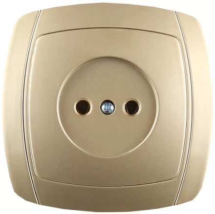 Розетка СВЕТОЗАР "АКЦЕНТ" одинарная в сборе, без заземления, цвет золотой металлик, 16А/~250В SV-54200-GM купить в Когалыме